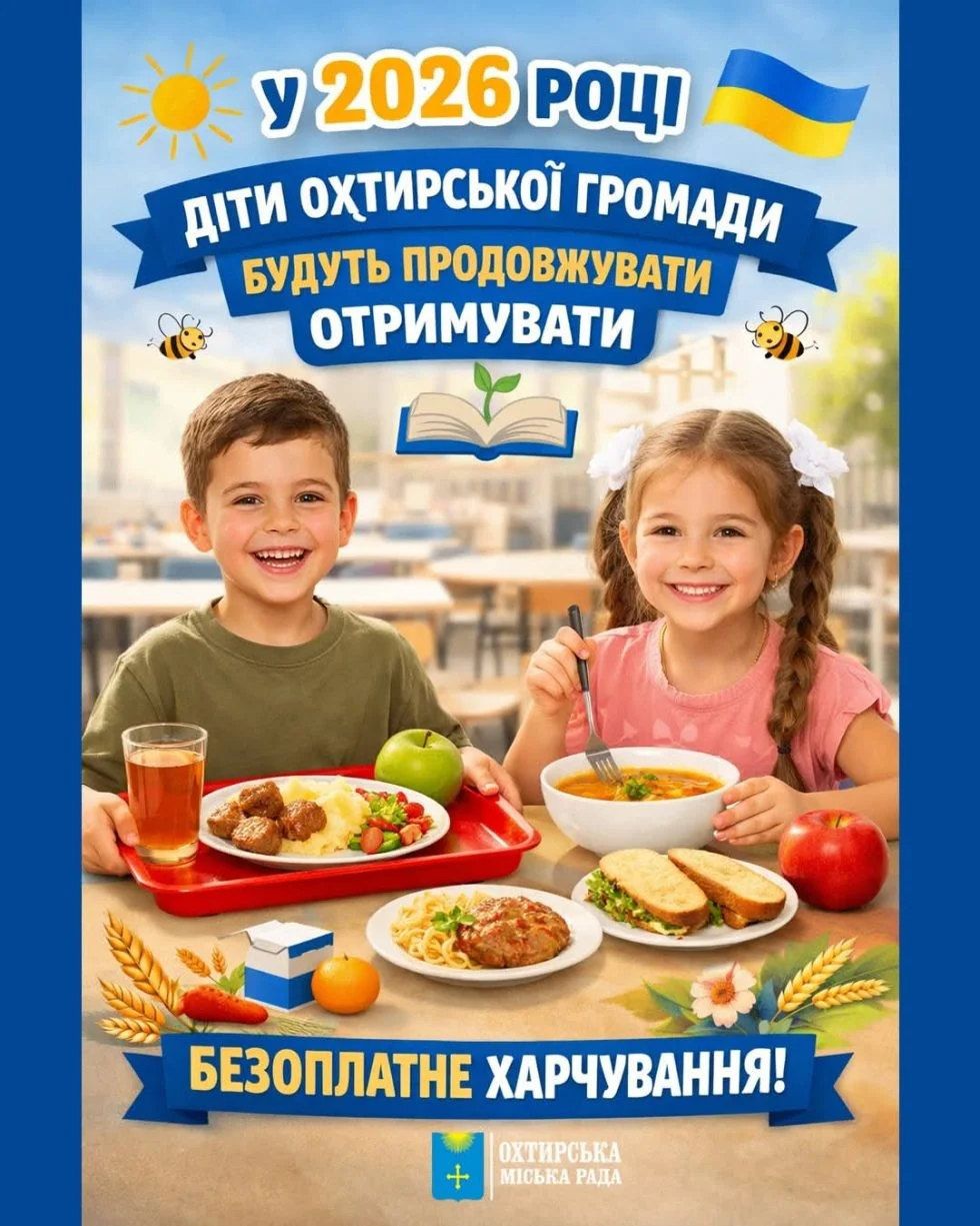 Щколярі Охтирської громади продовжать харчуватися безкоштовно у 2026 році