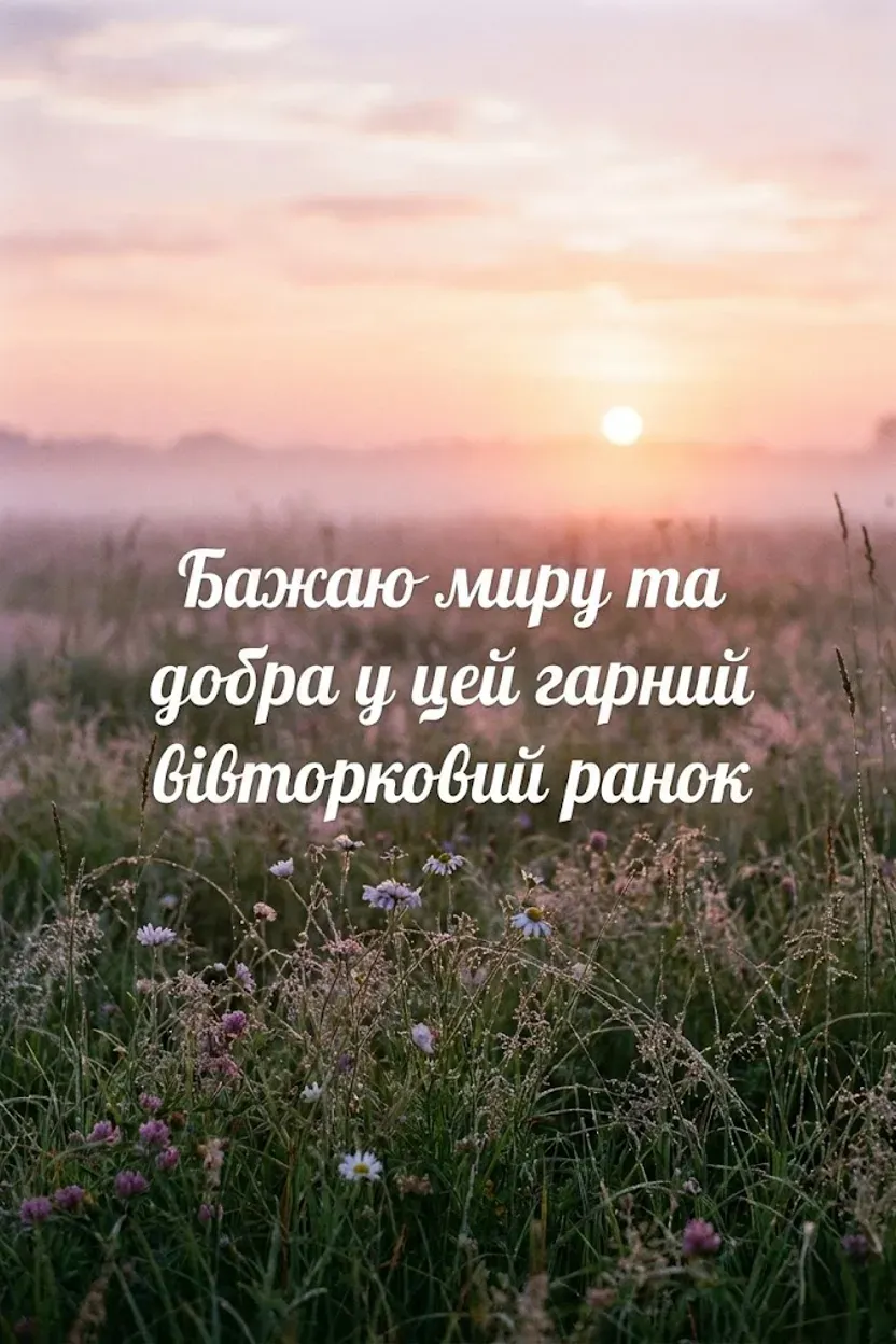 Доброго раночку вівторка: душевні вітання, красиві картинки та побажання миру