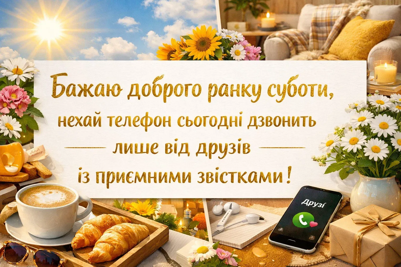 Листівки доброго ранку суботи: найтепліші побажання та гарні картинки для вихідного дня