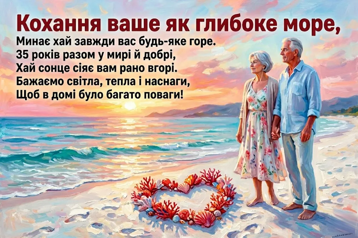 Річниця 35 років: як красиво привітати з кораловим (полотняним) весіллям