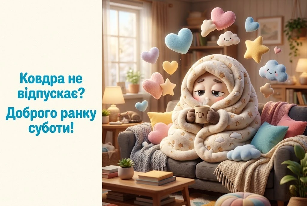 Листівки з добрим ранком суботи: душевні та красиві привітання для вихідного дня