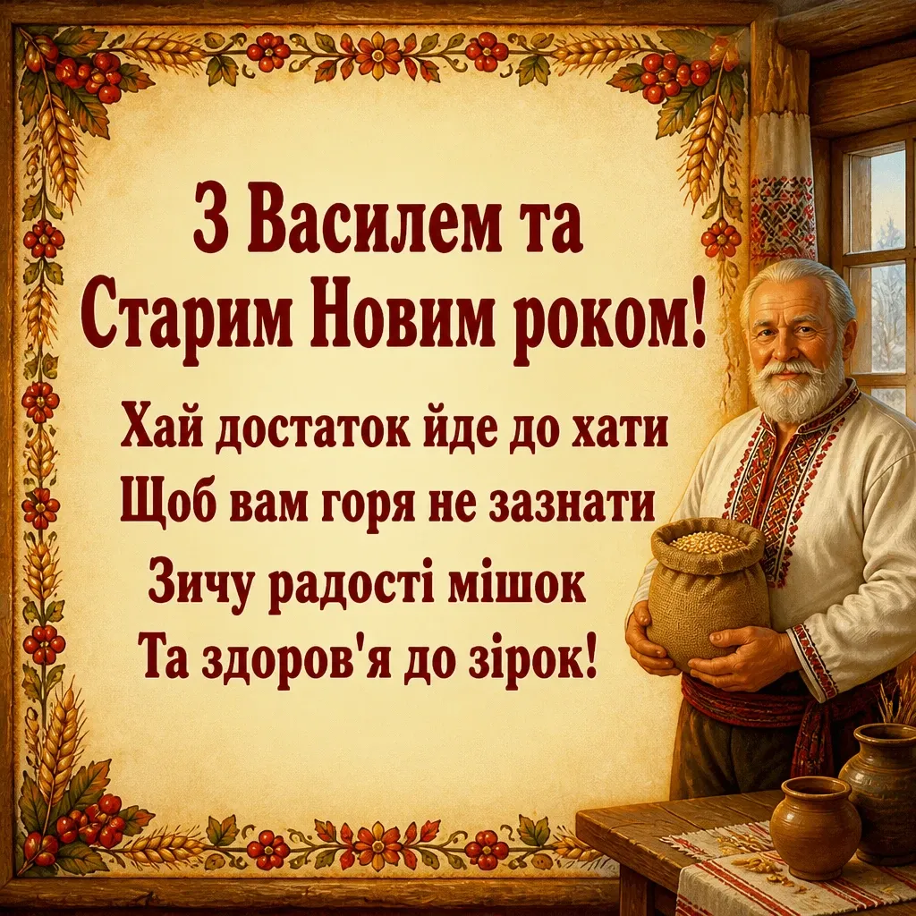 привітання з василем та старим новим роком
