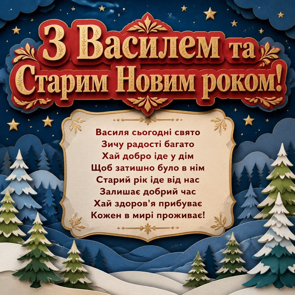 привітання з василем та старим новим роком
