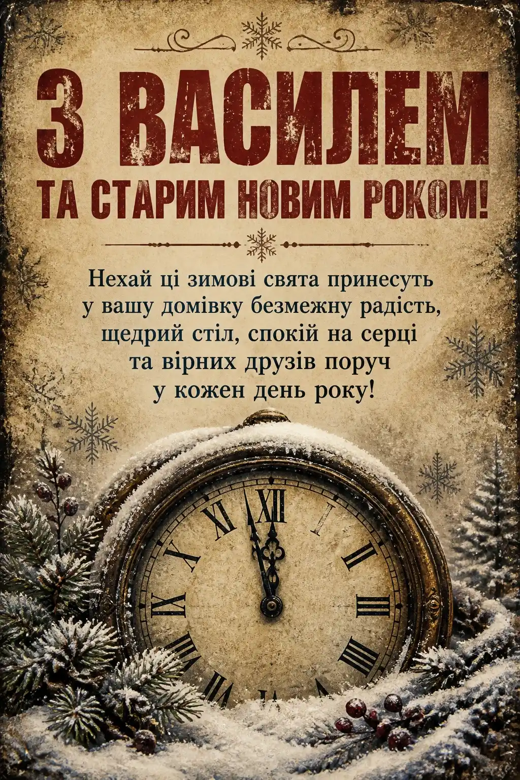 привітання з василем та старим новим роком