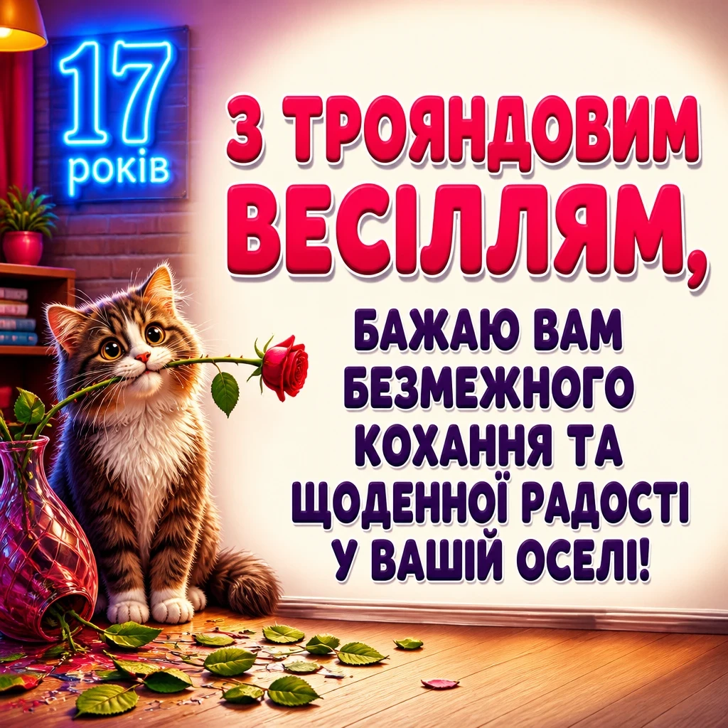 17 років трояндове весілля привітання