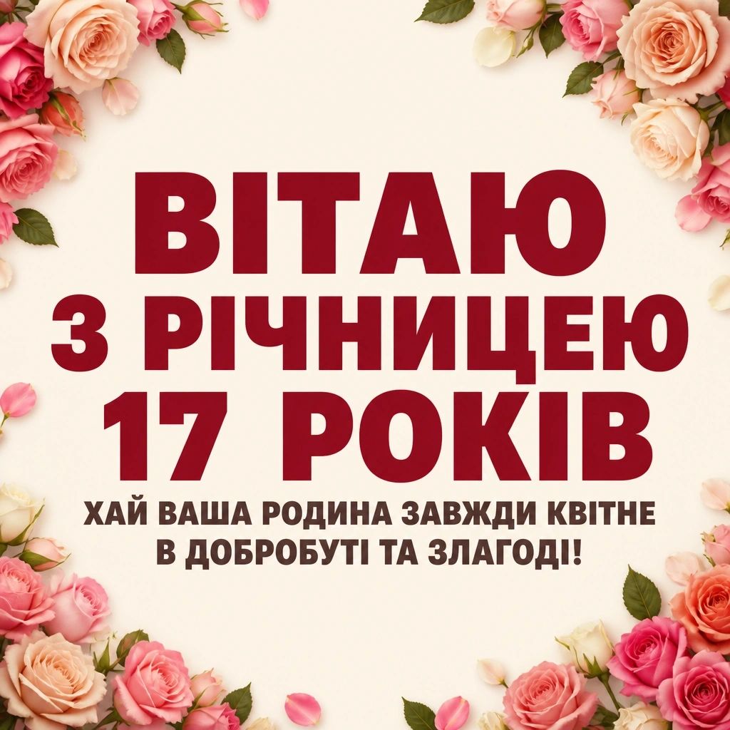 17 років трояндове весілля привітання
