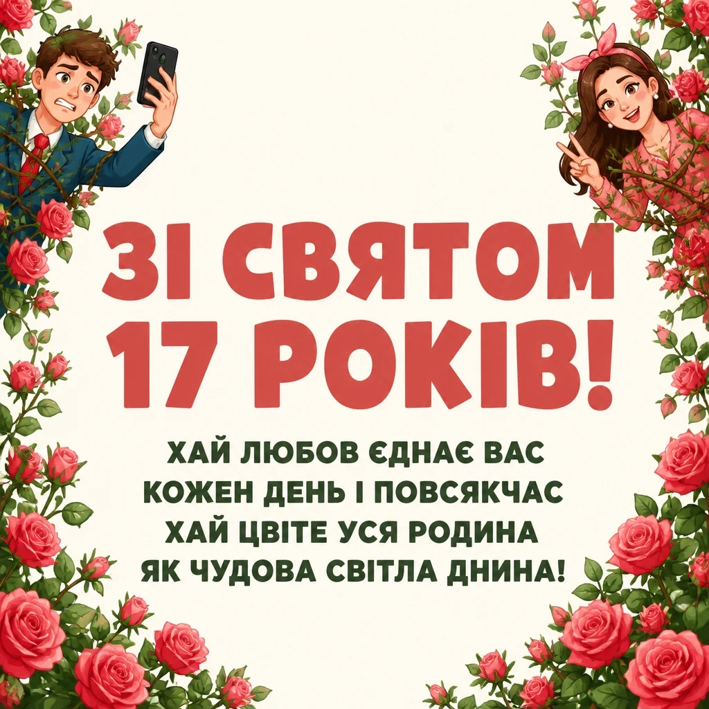 17 років трояндове весілля привітання