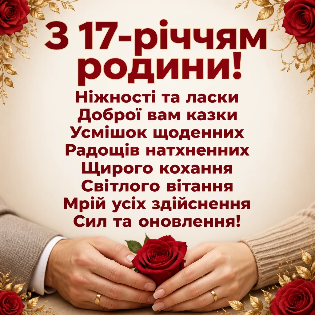 17 років трояндове весілля привітання
