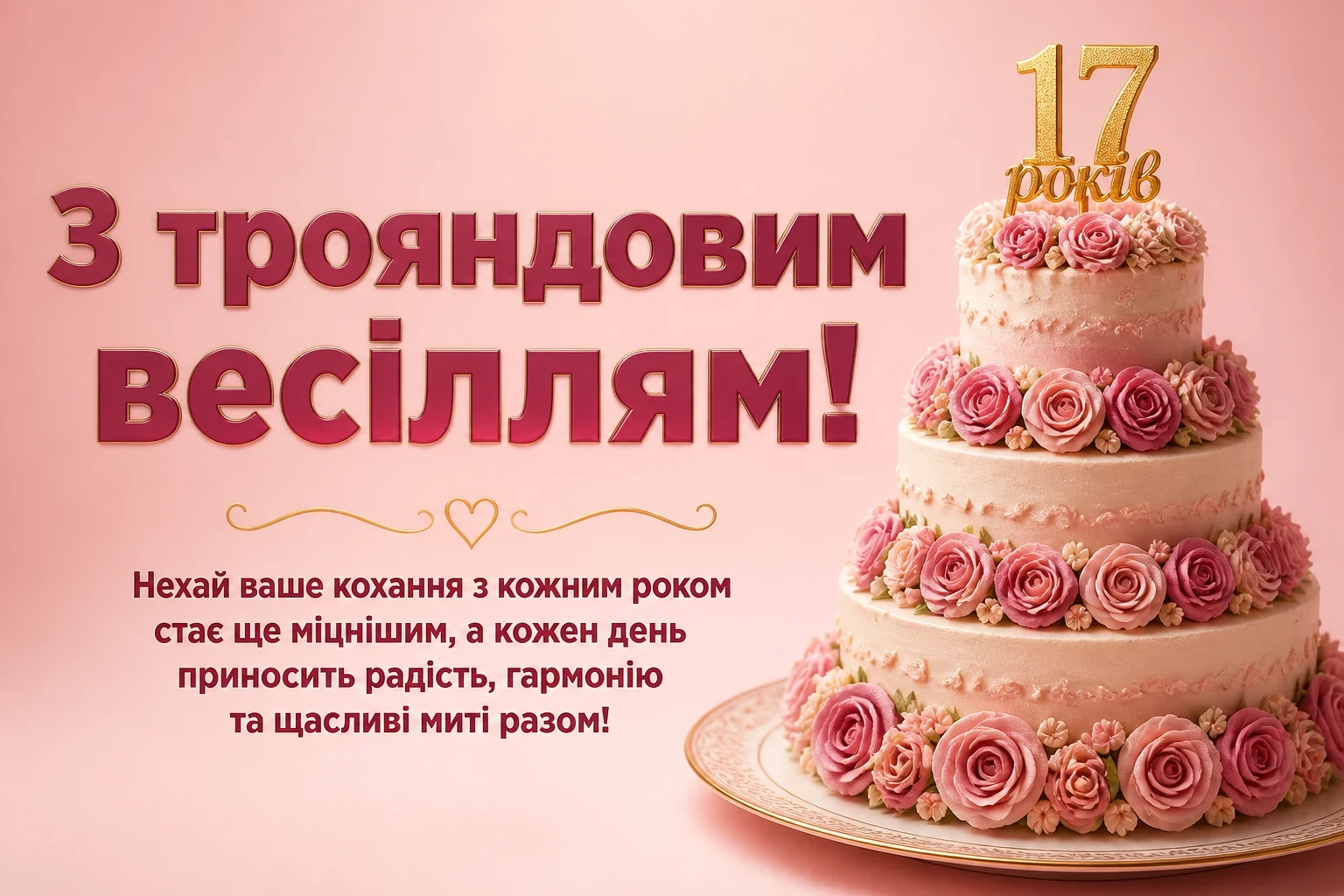 17 років трояндове весілля привітання