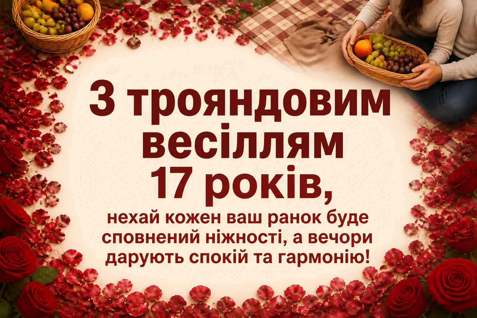 17 років трояндове весілля привітання