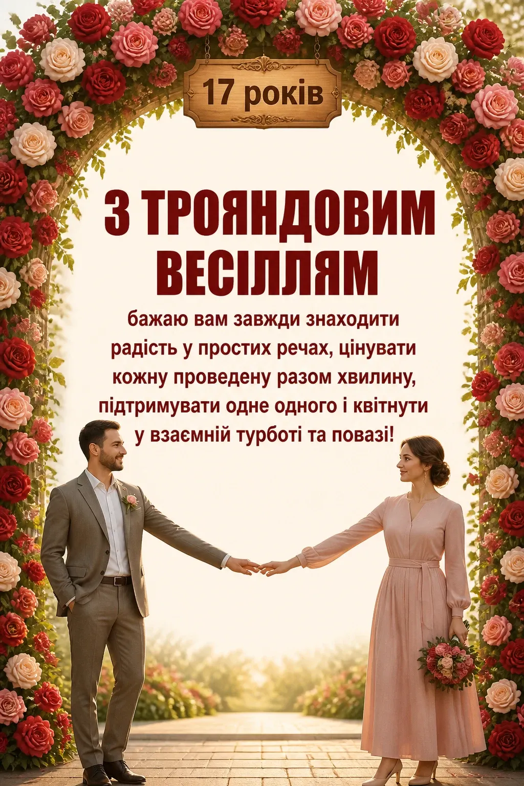 17 років трояндове весілля привітання